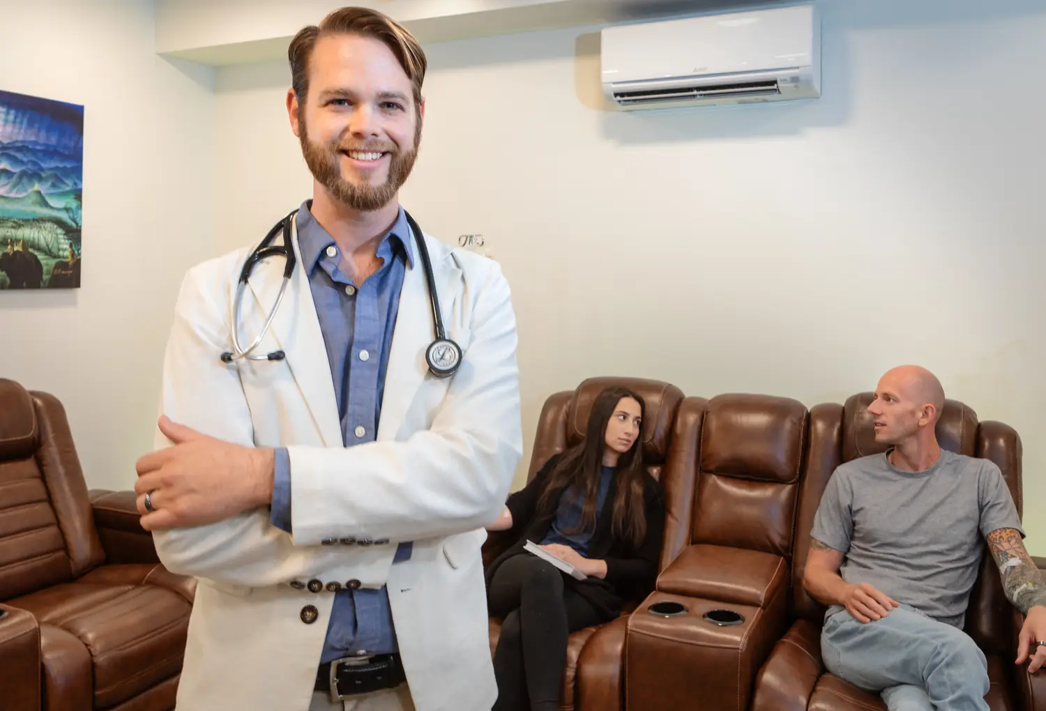 Dr. with IV clients